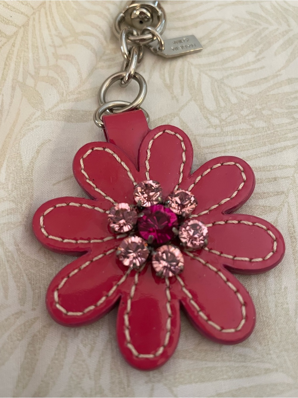 Coach Y2K Pink Floral Charm Keychain - Gem